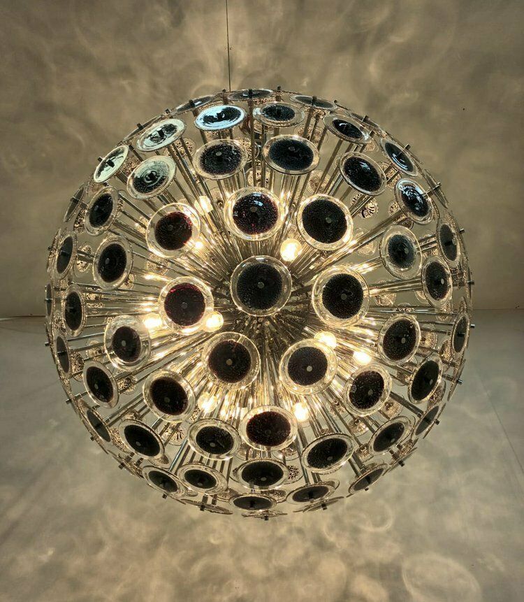 Black With Silver Disco Sputnik Chandelier photo vintage