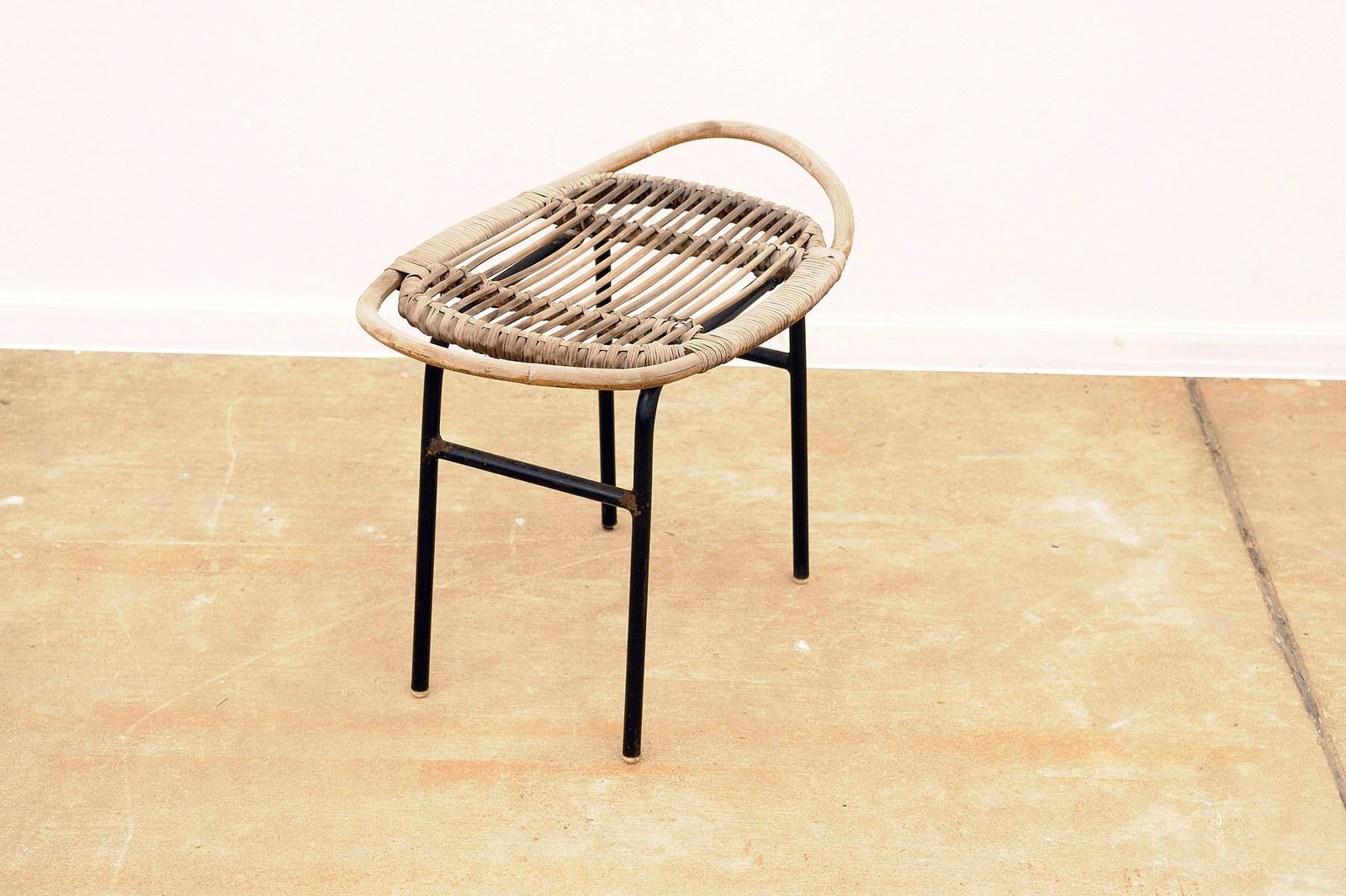 photo for sale Mid Century Rattan Stool By Alan Fuchs, Uluv, 1960´S, Czechoslovakia