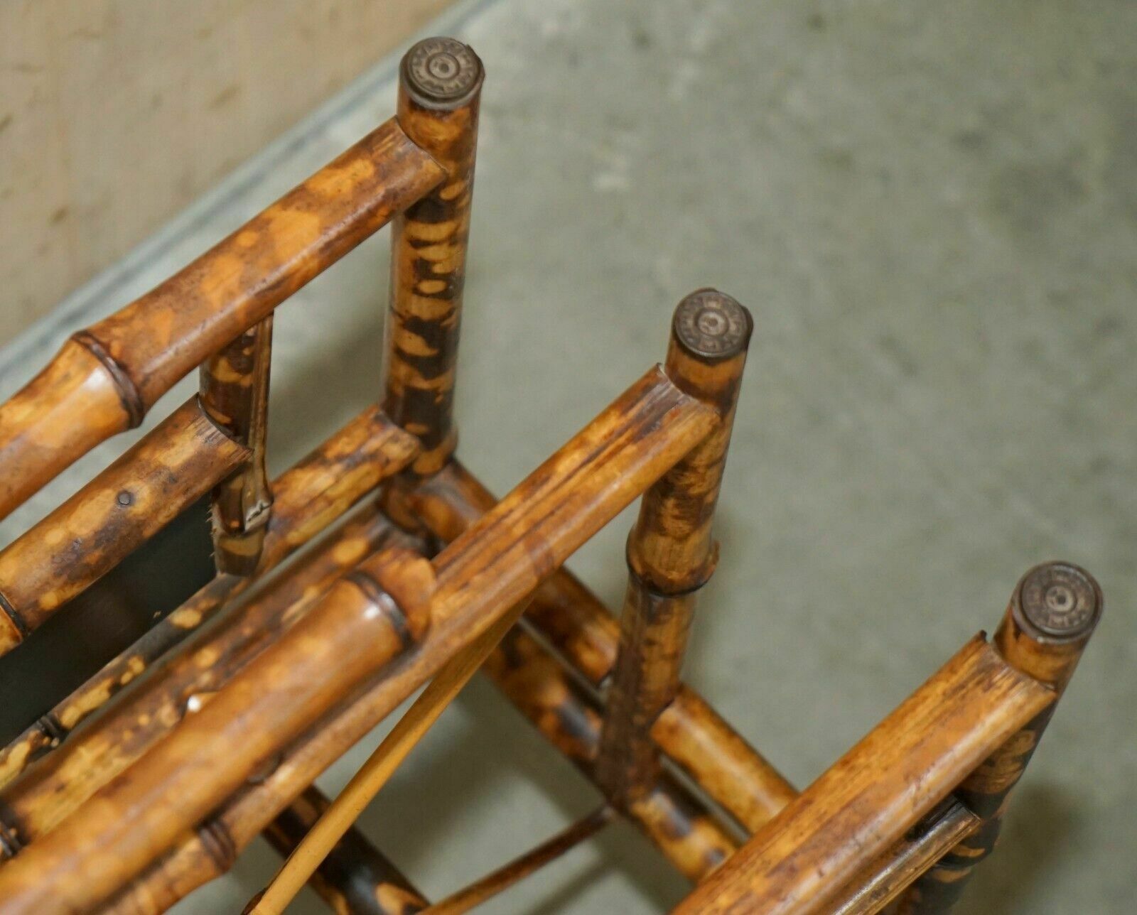 photo vinterior Antique Circa 1880 Aesthetic Movement Bamboo Carved Chinese Magazine Paper Rack
