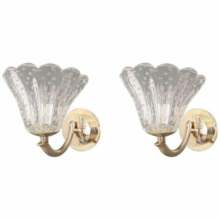 Pair Of Bollicine Cups Sconces By Barovier E Toso   2 Pairs Available