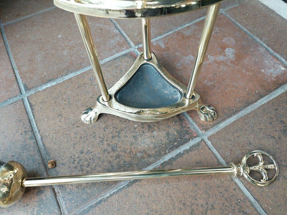 Early 20thc Brass Fireside Companion Set photo for sale