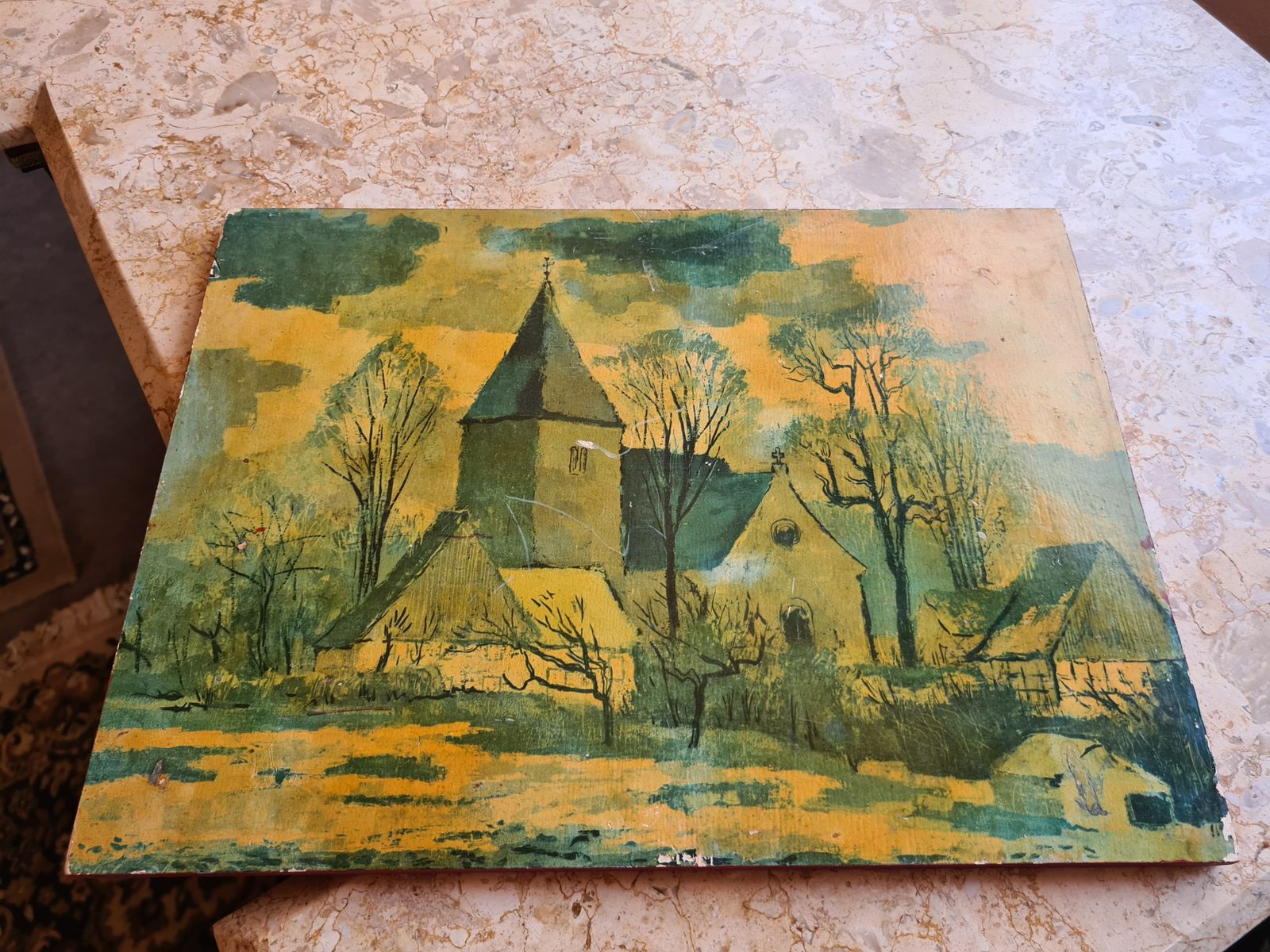 A Wooden Painting    European Village photo furniture
