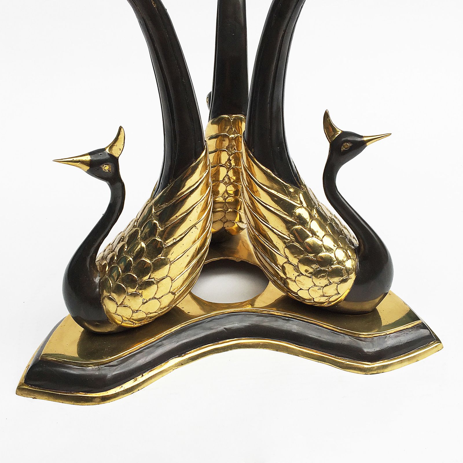 Brass Peacock Side Or Coffee Table Hollywood Regency Glam Willy Daro Glass 1970s photo Furniture
