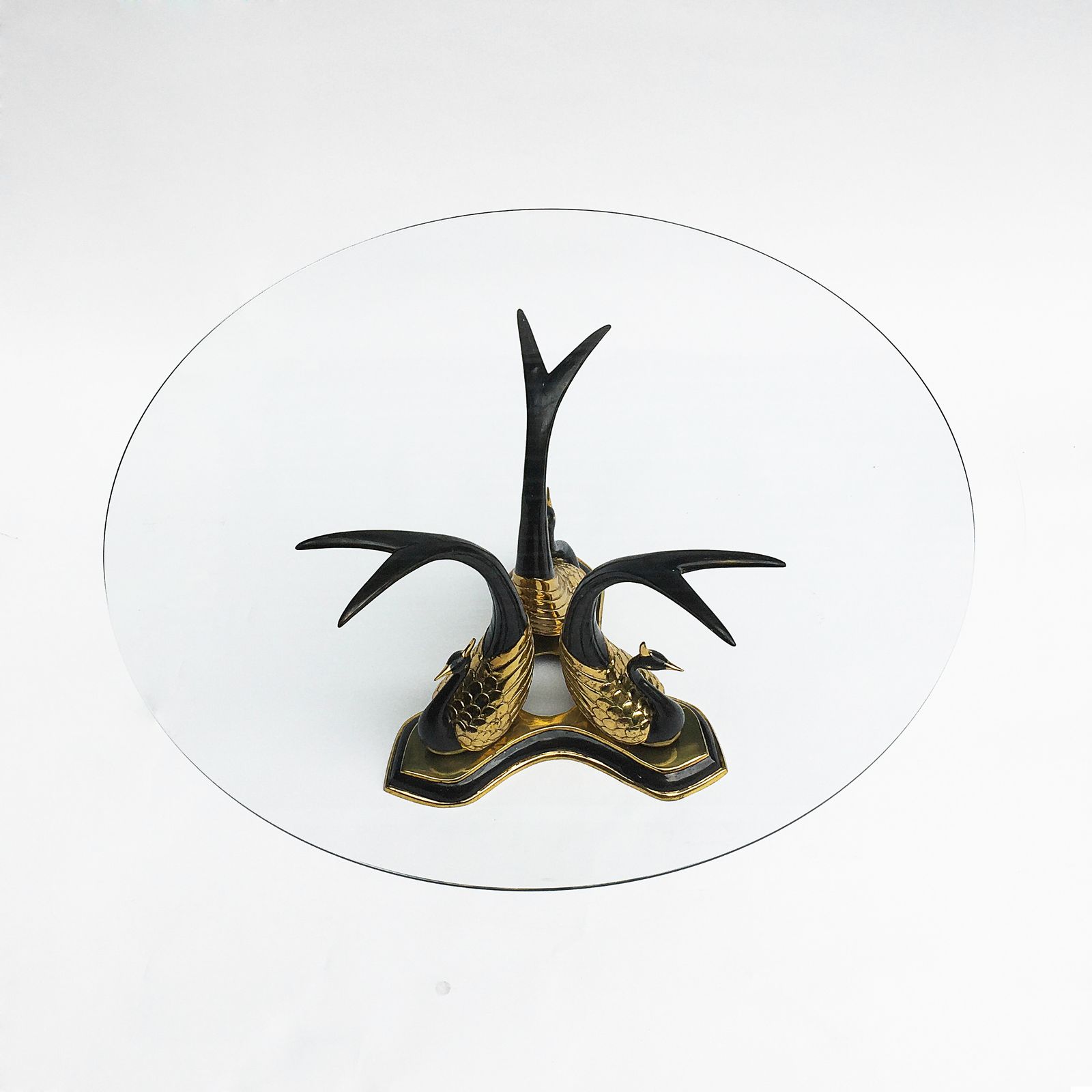 Brass Peacock Side Or Coffee Table Hollywood Regency Glam Willy Daro Glass 1970s photo buy