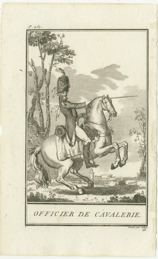 Set Of 2 Antique Horse Riding Prints, Cavalry Officer, Cavalry Soldier photo furniture