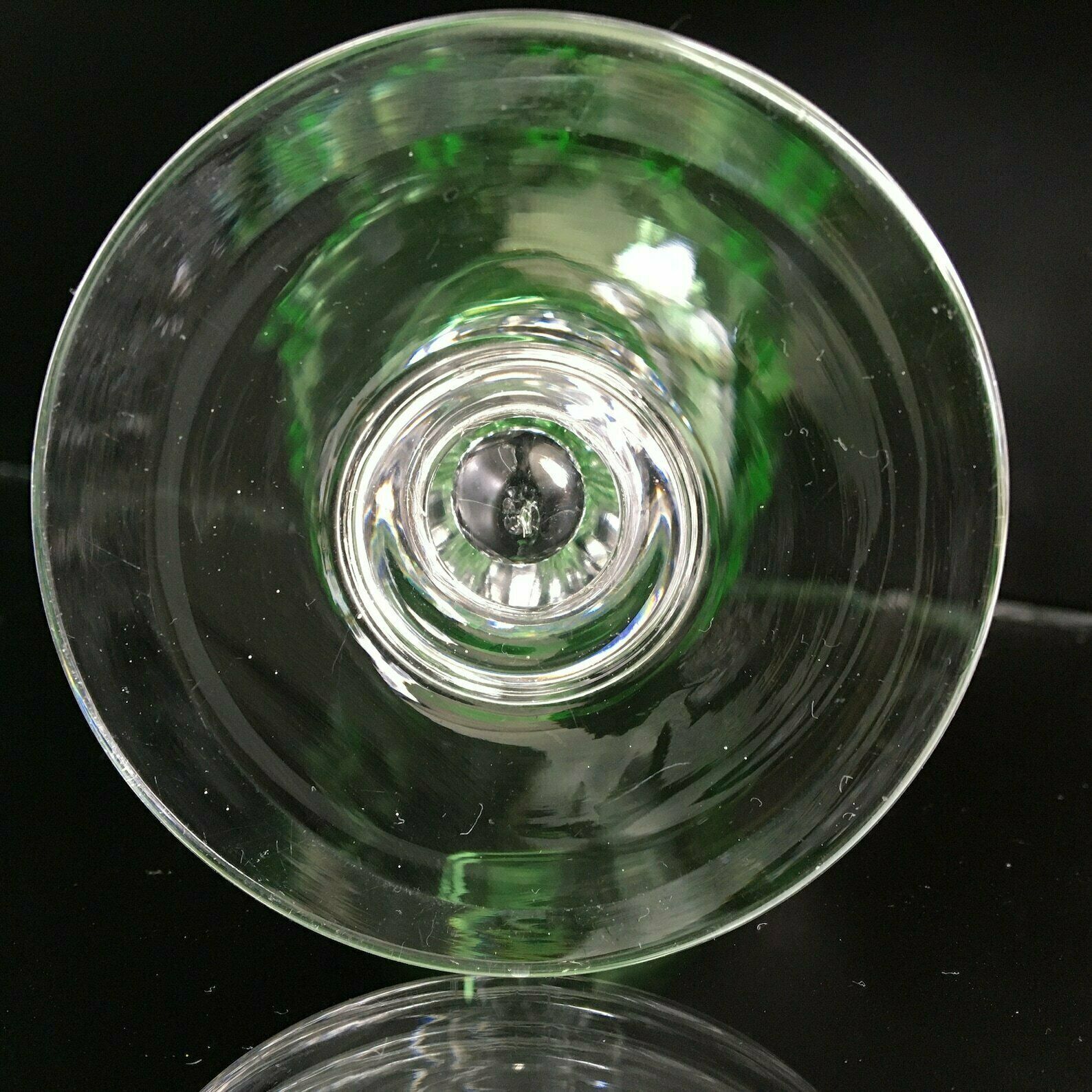 Uranium Wine Glass | Anna Green | 1pcs| Air Bubble Stemmed Glass | Val Saint Lambert | 1900 photo for sale
