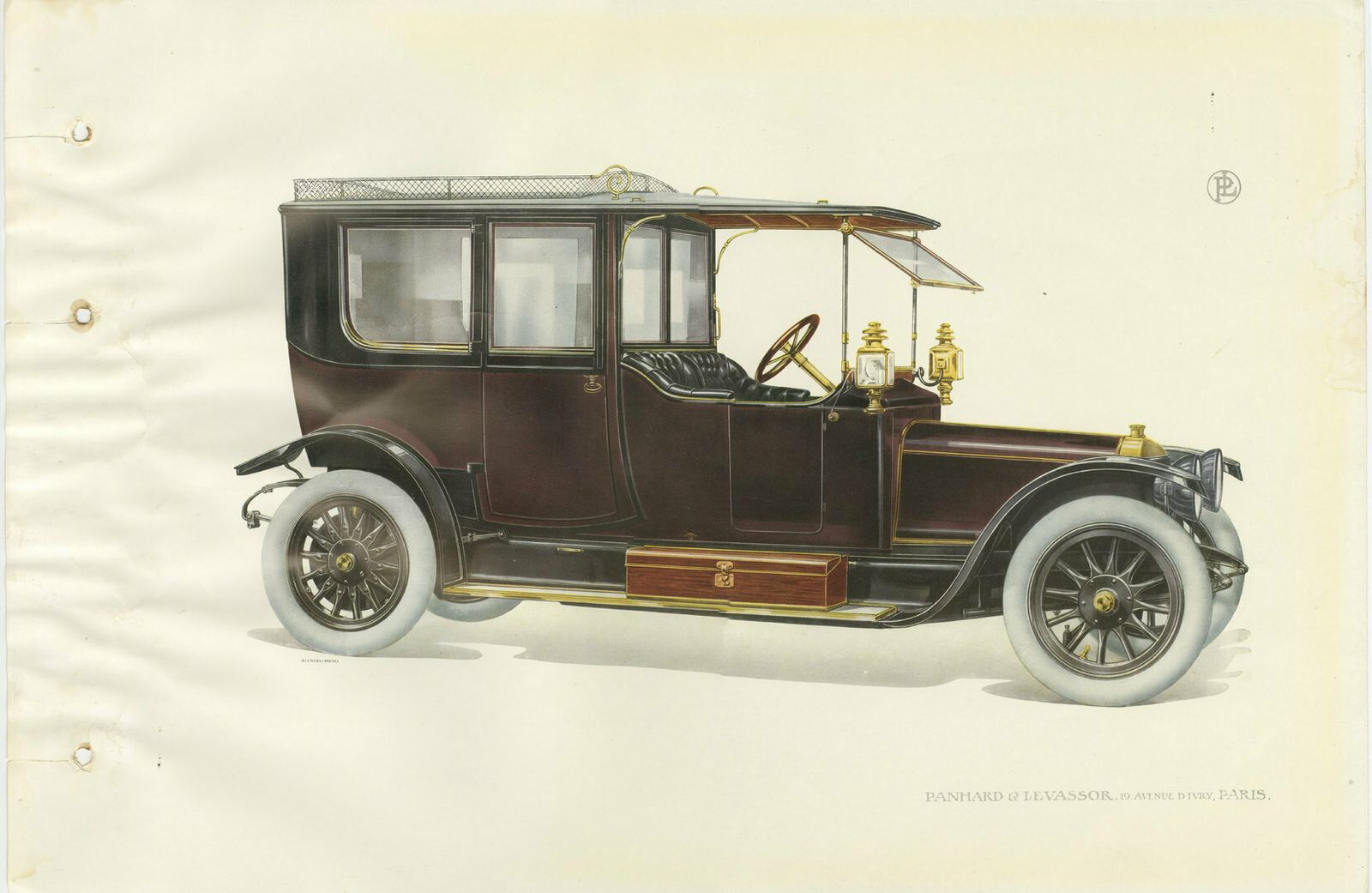 Antique Print Of The Panhard Et Levassor Limousine Car