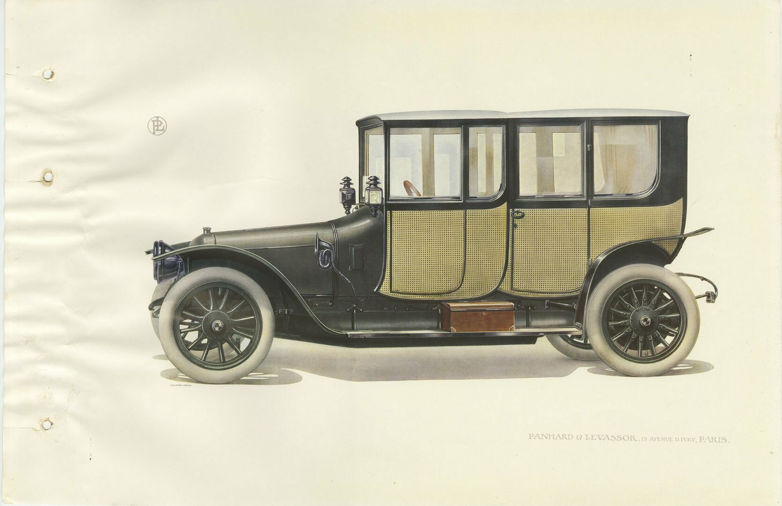 Antique Print Of The Panhard Et Levassor Double Coupe Conduite Car