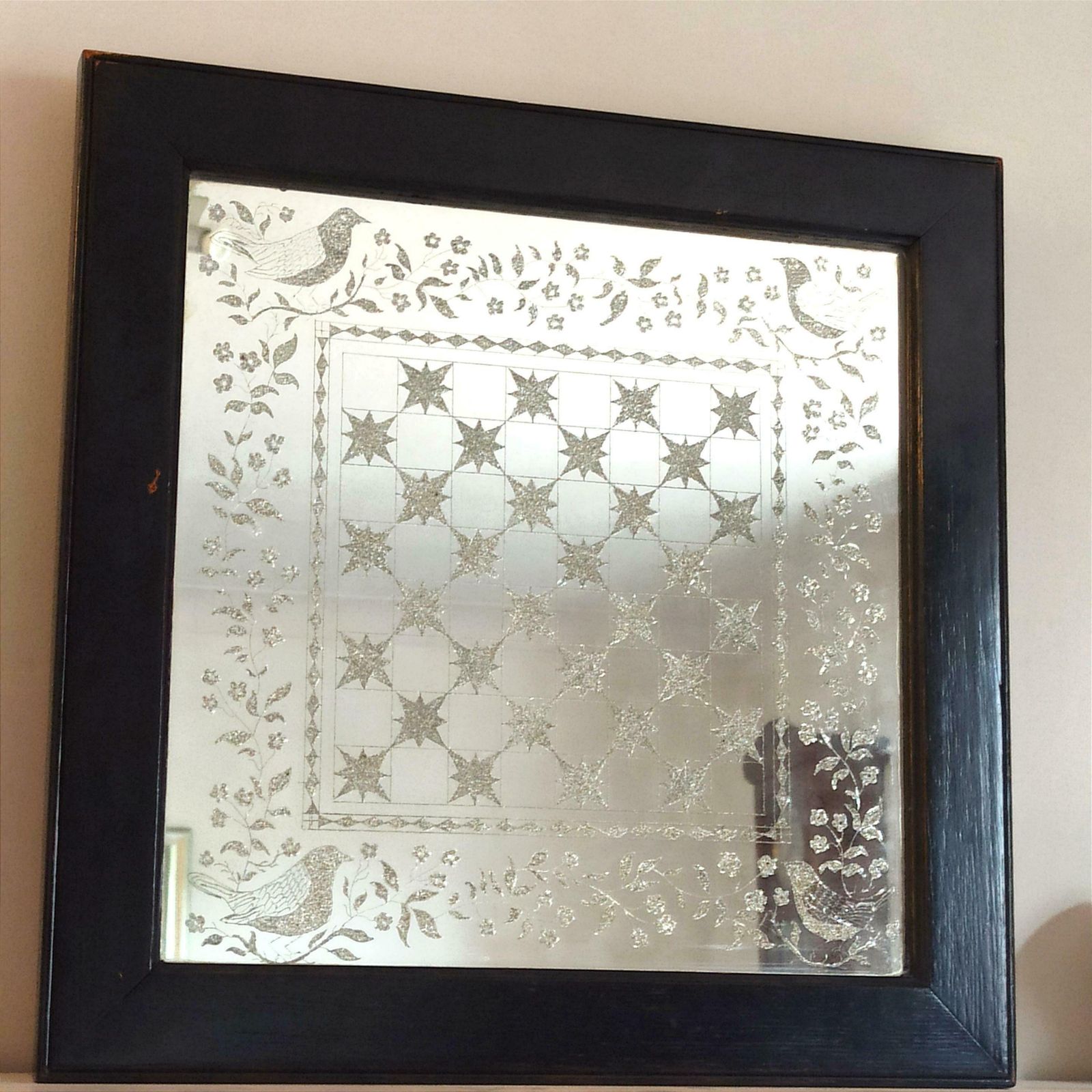 Fantastical Folk Art  Reverse Glass Cut Glass Mirror photo furniture