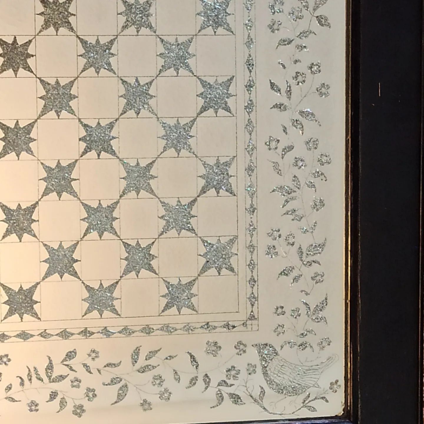 Fantastical Folk Art  Reverse Glass Cut Glass Mirror photo vintage