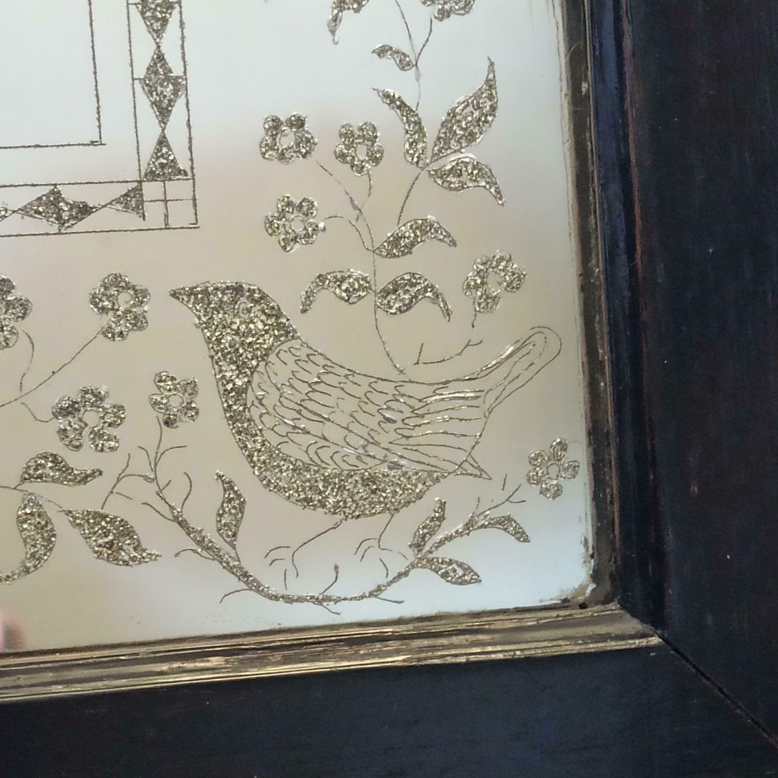 photo buy Fantastical Folk Art  Reverse Glass Cut Glass Mirror