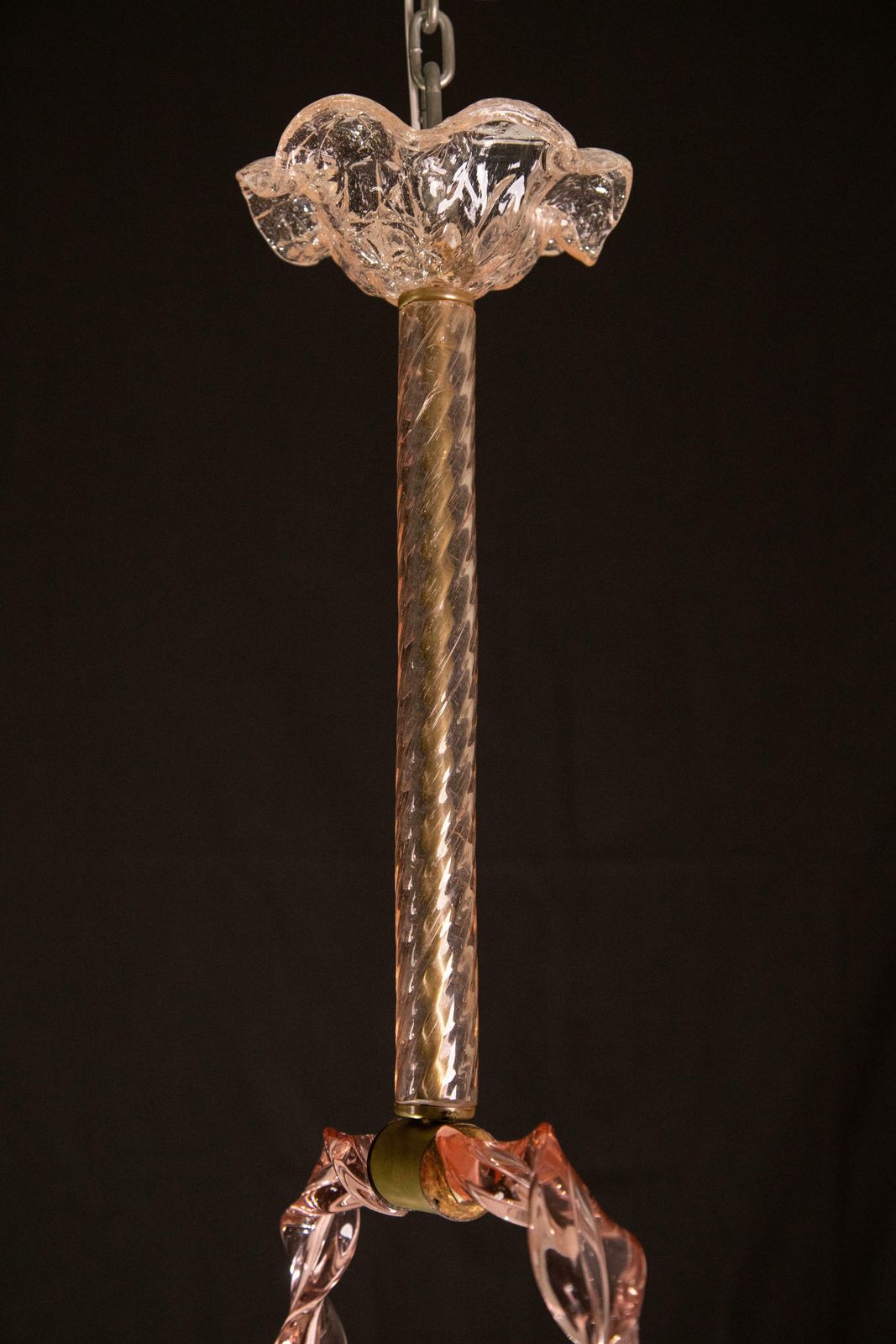 Amazing Rare Pink Murano Twisted Glass Chandelier By Ercole Barovier, 1940s photo vinterior
