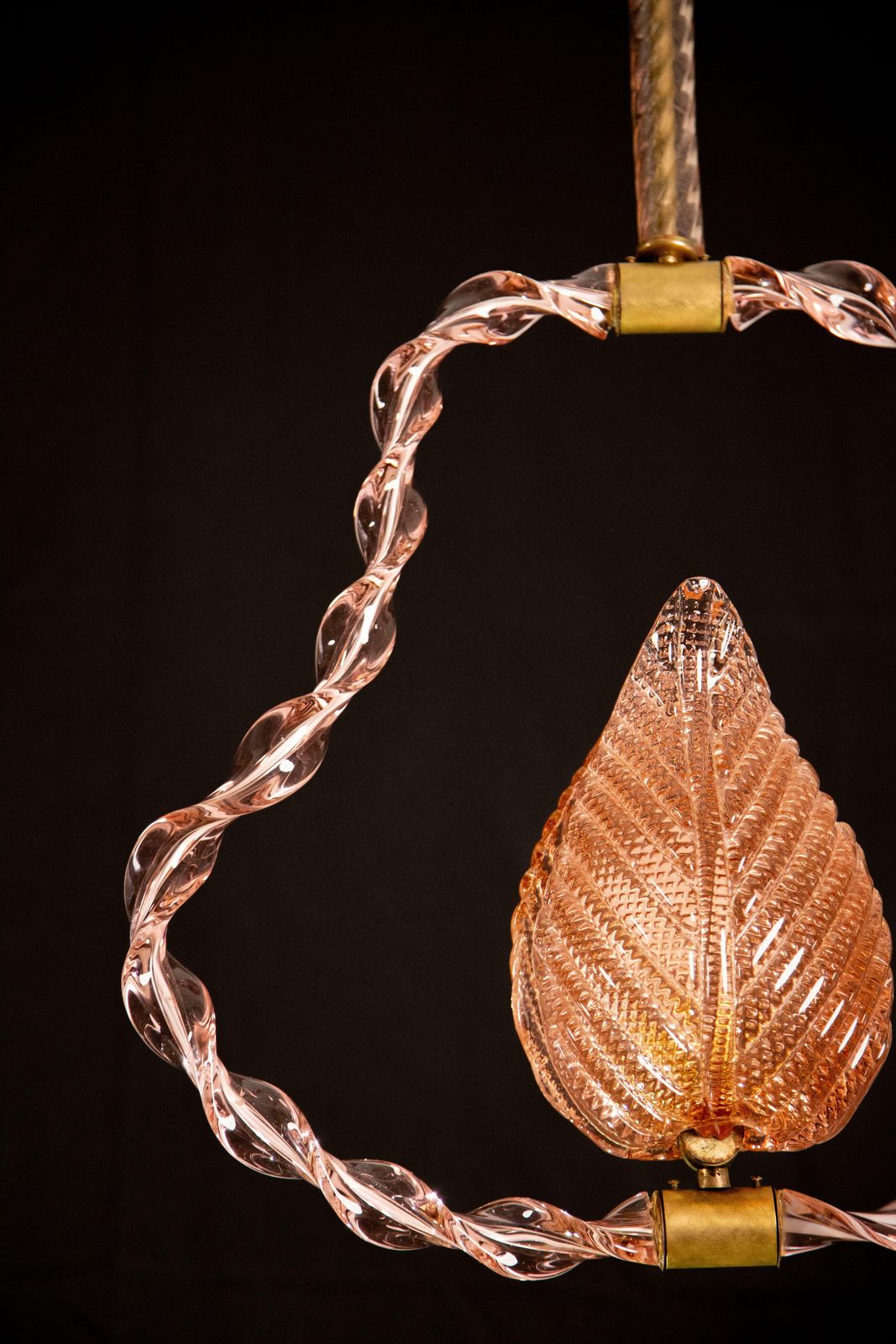 Lighting Amazing Rare Pink Murano Twisted Glass Chandelier By Ercole Barovier, 1940s photo