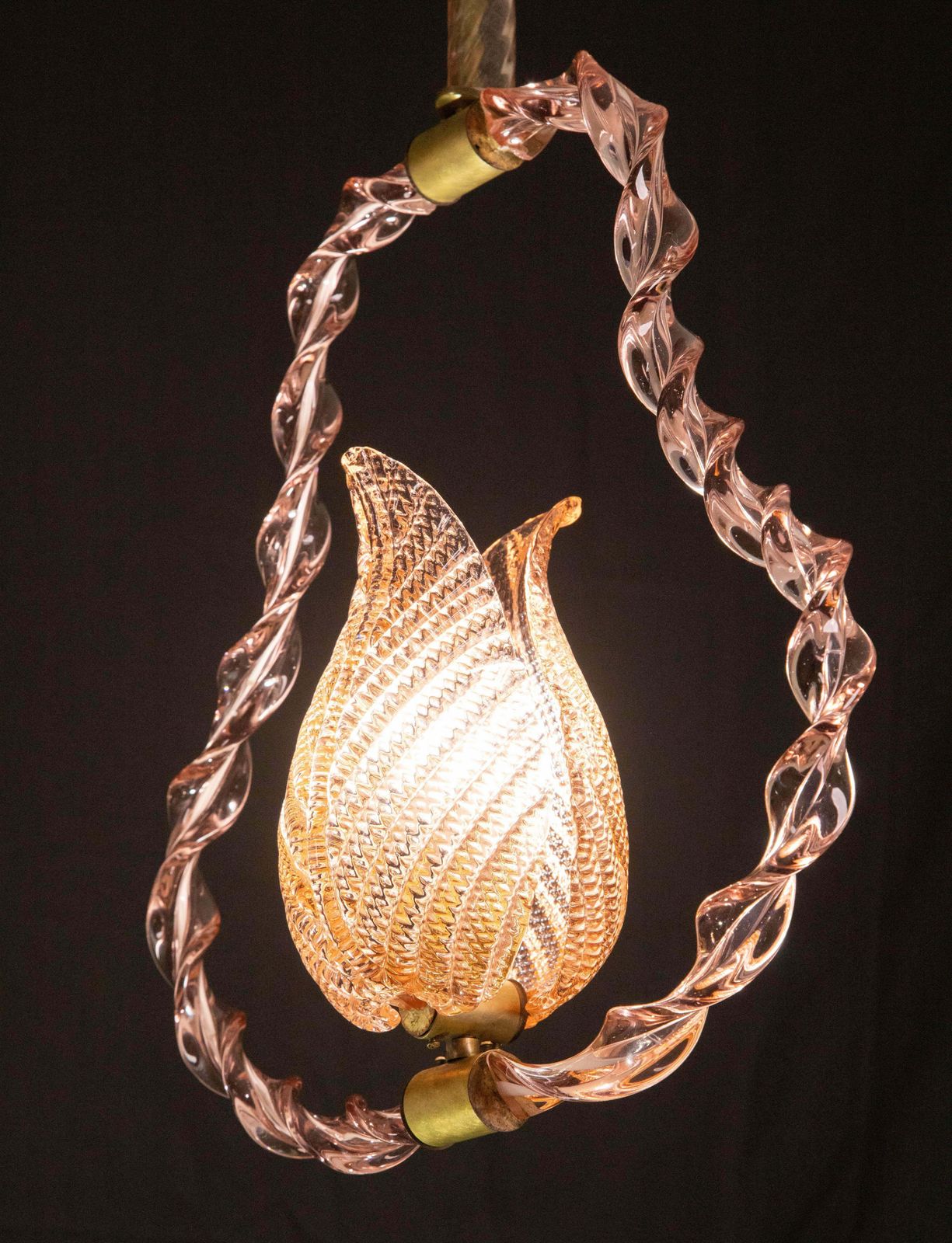 3060.0 Amazing Rare Pink Murano Twisted Glass Chandelier By Ercole Barovier, 1940s photo