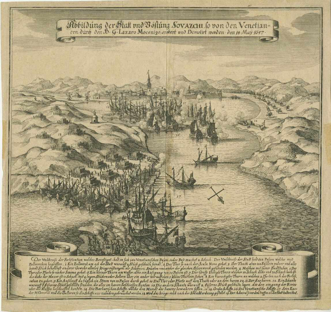 Antique Battle Scene Of The Attack On Split On The Adriatic Coast