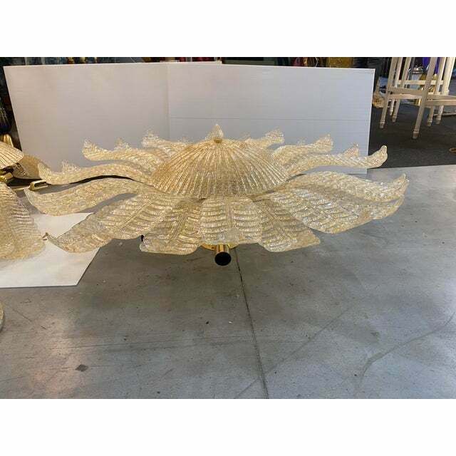 photo vinterior Contemporary Venetian Sunflwer Murano Glass Gold Flush Mount , Lot Of 2 Or A Pair Of Chandeliers
