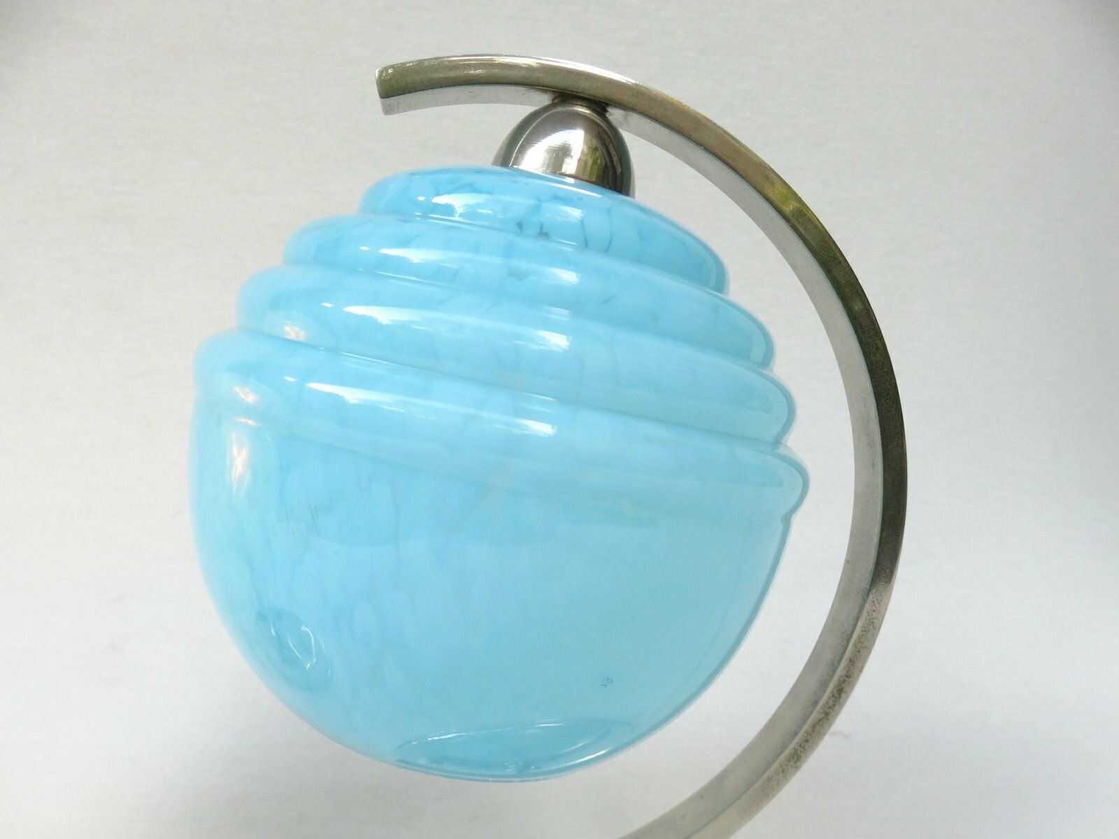 Lighting French Bedside Lights, Art Deco, Umbrellas Flamed Light Blue, 1920s, Set Of 2 photo