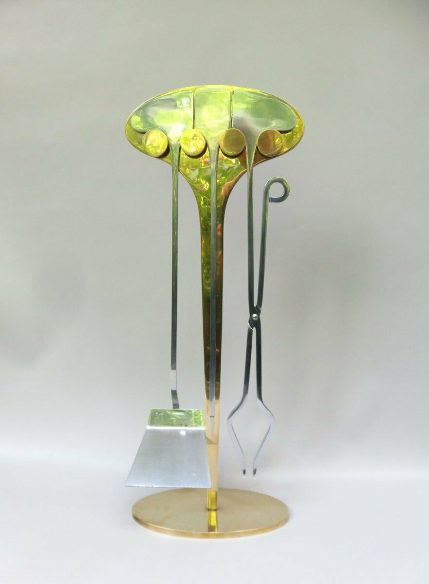 Exceptional Fireplace Cutlery, 70s, Brass, Chrome  Plated, 1970s