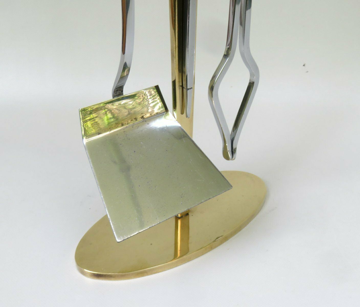 Exceptional Fireplace Cutlery, 70s, Brass, Chrome  Plated, 1970s photo vinterior