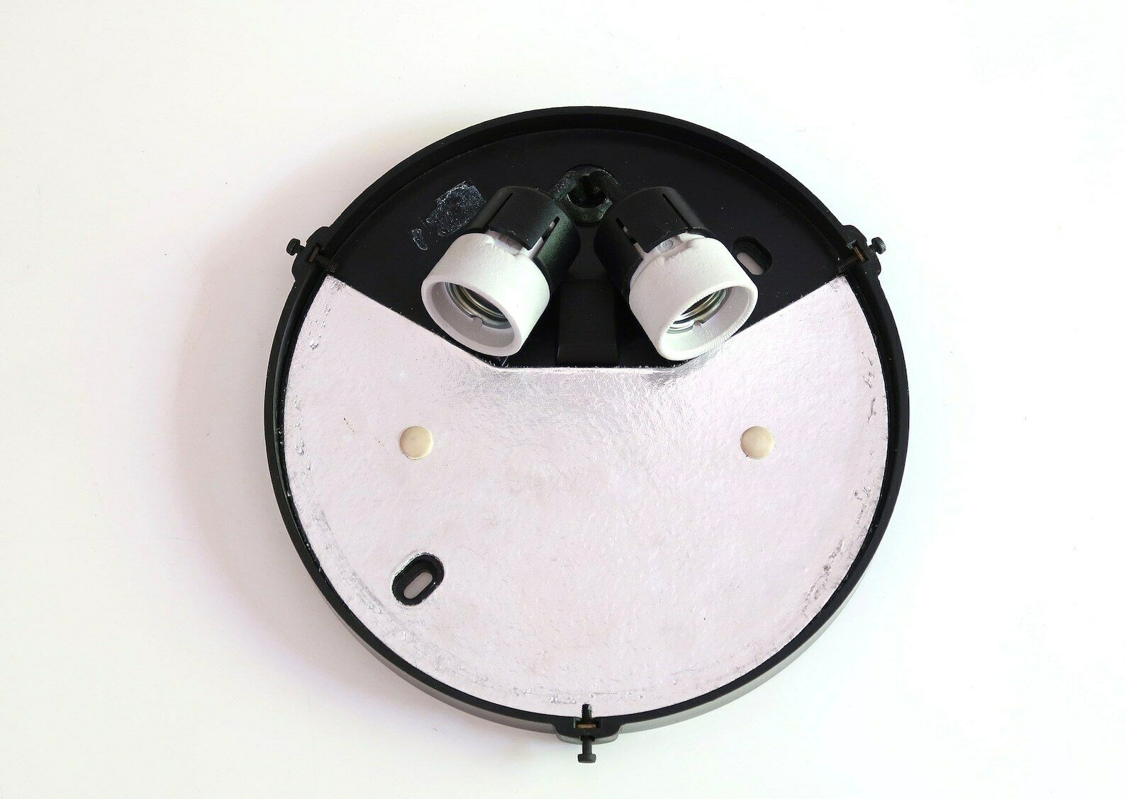 Plafonnier ou applique murale ronde minimaliste, années 1970, noir et blanc, salle de bains, entrée, cuisine photo vinterior