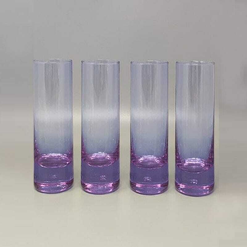 1970s Gorgeous Crystal Ice Bucket With 4 Glasses By Ivat. Made In Italy photo vinterior