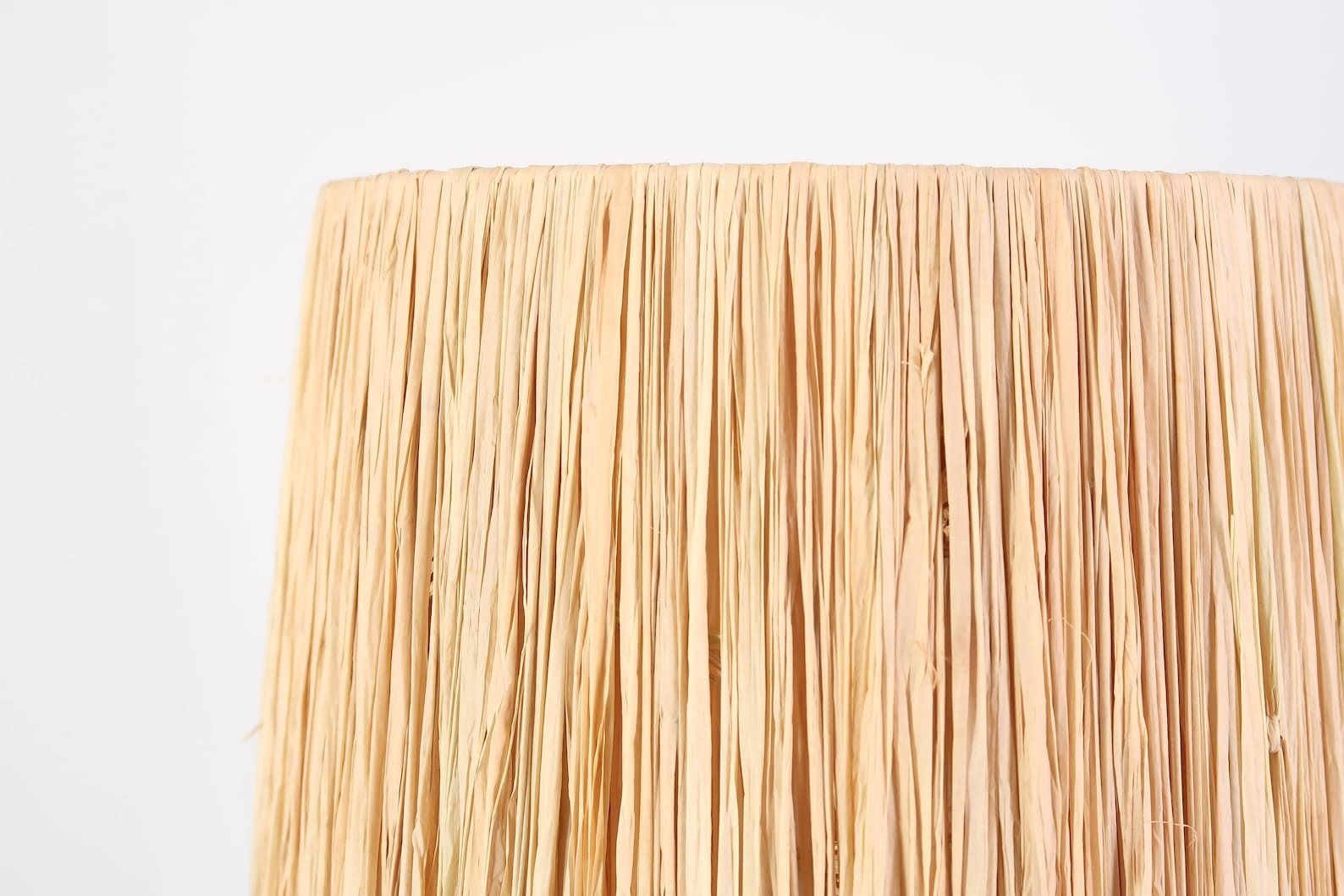 photo furniture Ceramic Table Lamp, Raffia Shade, 1960s / Stoneware, Blue, Boho Chic, Folk, Country, White Beige Grey