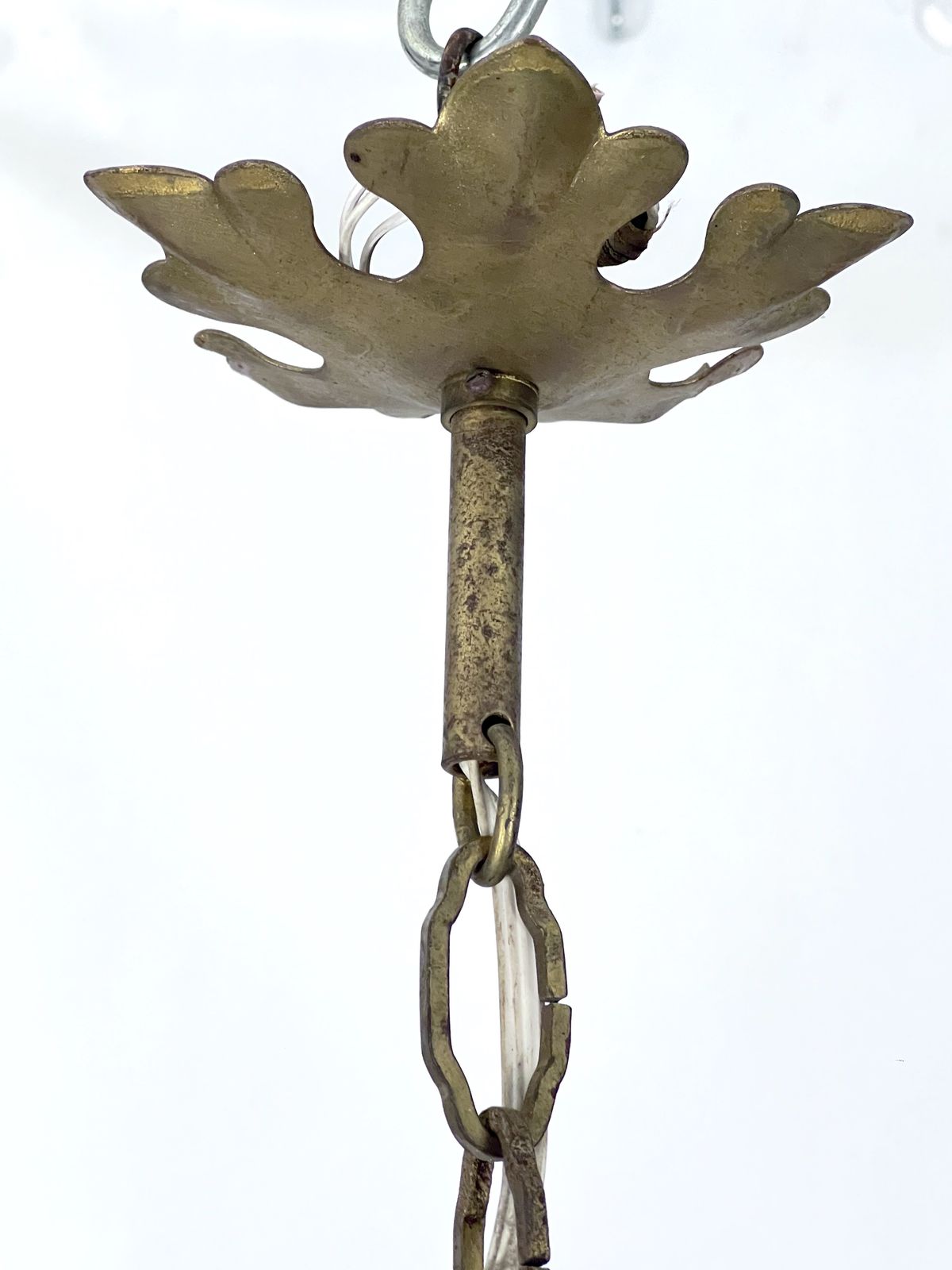 photo for sale Mid Century Maria Teresa Crystal And Brass Large Chandelier. Italy 1940s