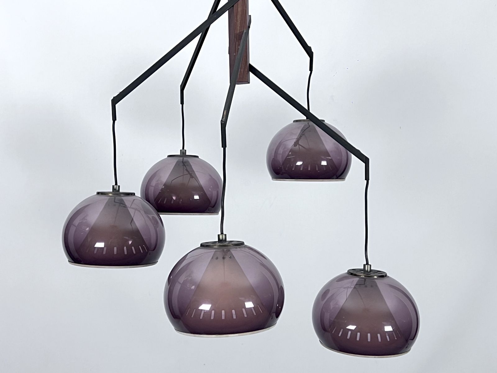 Lighting Rare Large Vintage Brass And Plexiglass Chandelier By Lampter Milano, Italy 1950s photo