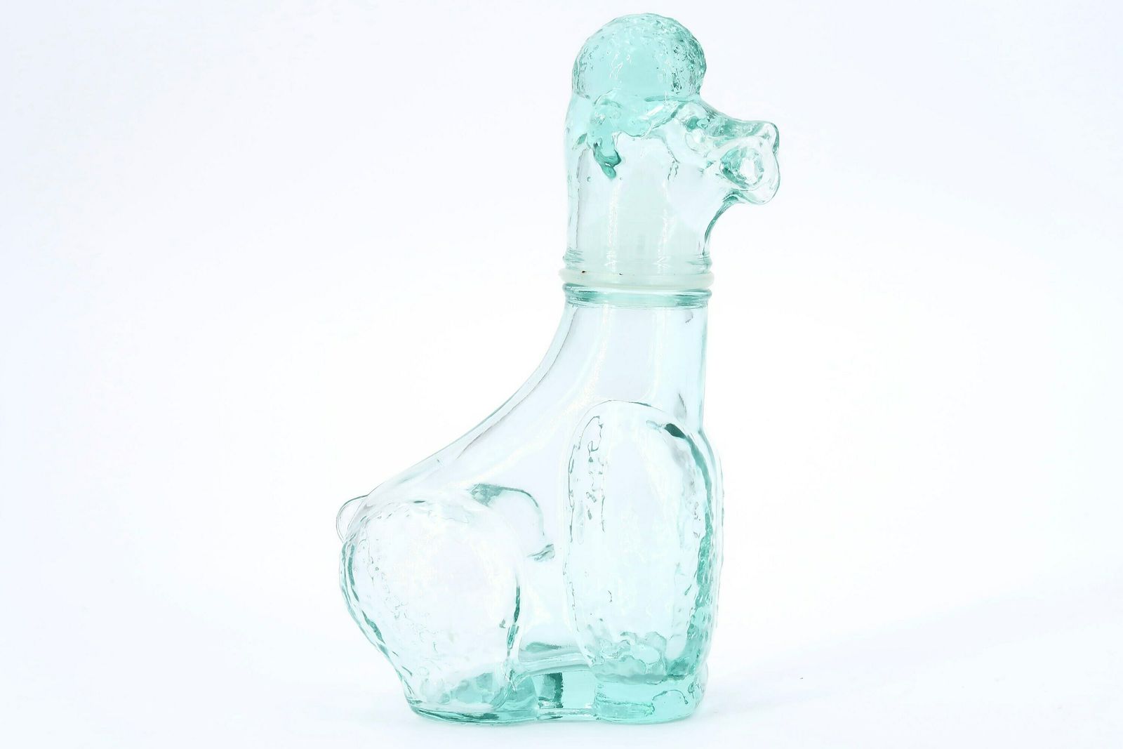 Italian Glass Bottle : Poodle Dog, 1970s / Empoli, Made In Italy, Animal, Kitsch Bathroom, Sculpture photo furniture