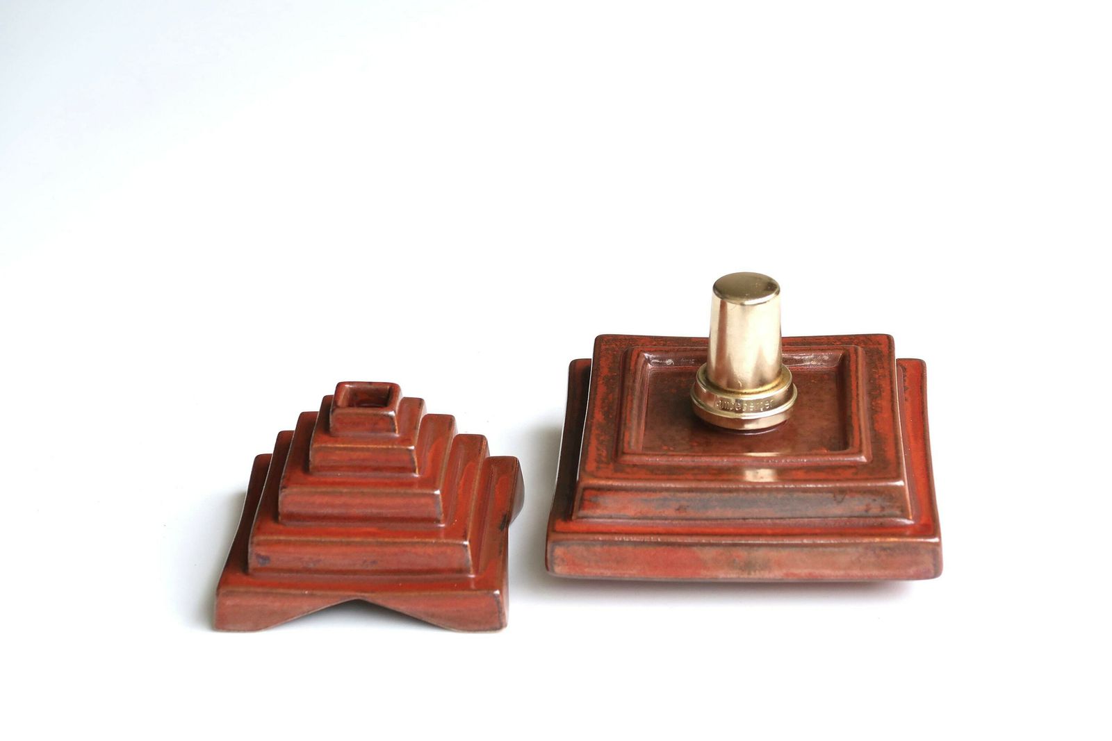 French Ceramic Shepherd Lamp By Pierre Casenove, Lampe Berger, 1980s / France, Maya Temple, Pyramid photo 310.0