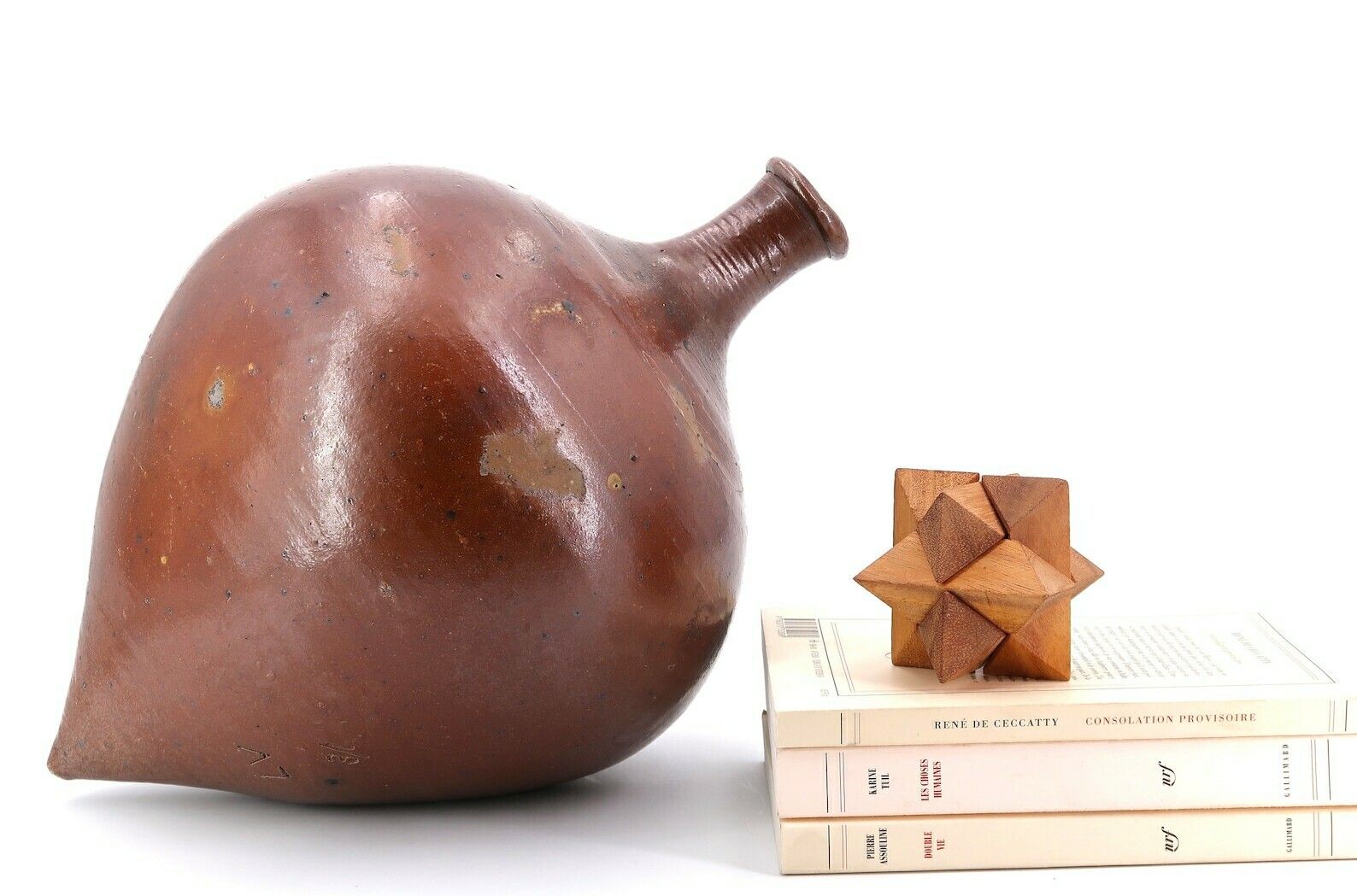 Pot en céramique française, forme de toupie, années 1950 / Vase, Wabi Sabi, poterie méditerranéenne, curiosité, coupe, Boho Chic photo vintage