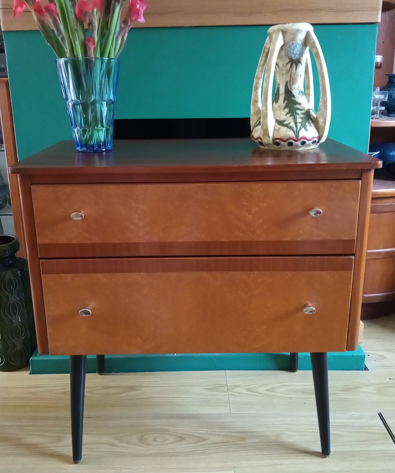 1960s Vintage Lebus Rosewood And Elm Dresser With Compass Feet