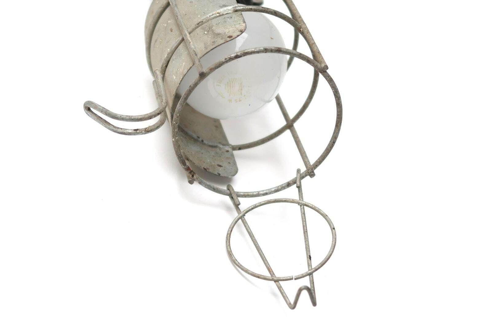 Lampe cage française, suspension industrielle, années 1950 / Luminaires, Shabby Chic, Garage photo 76.0