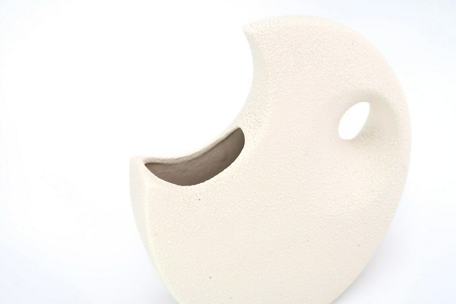 Sgrafo White Schiavon Ceramic Vase Peter Muller, 1960s / Modernist, Mid Century Modern, Free Form, Abstract, Hole photo furniture