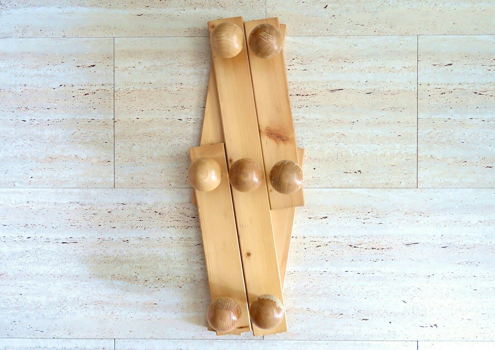French Wooden Accordion Extendible Coat Rack, 1980s / Pale Wood, Mountain Furniture, Pin Wood photo 153.0