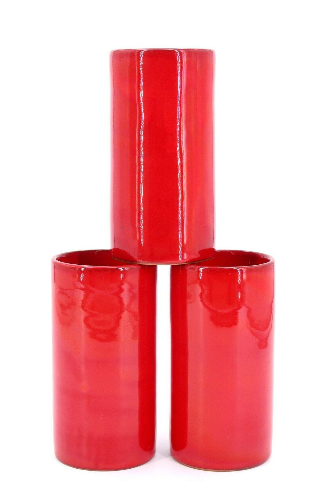 Verres en céramique rouge, sud de la France, années 1970 / Récipient, cuisine, Vallauris, Grasse photo furniture