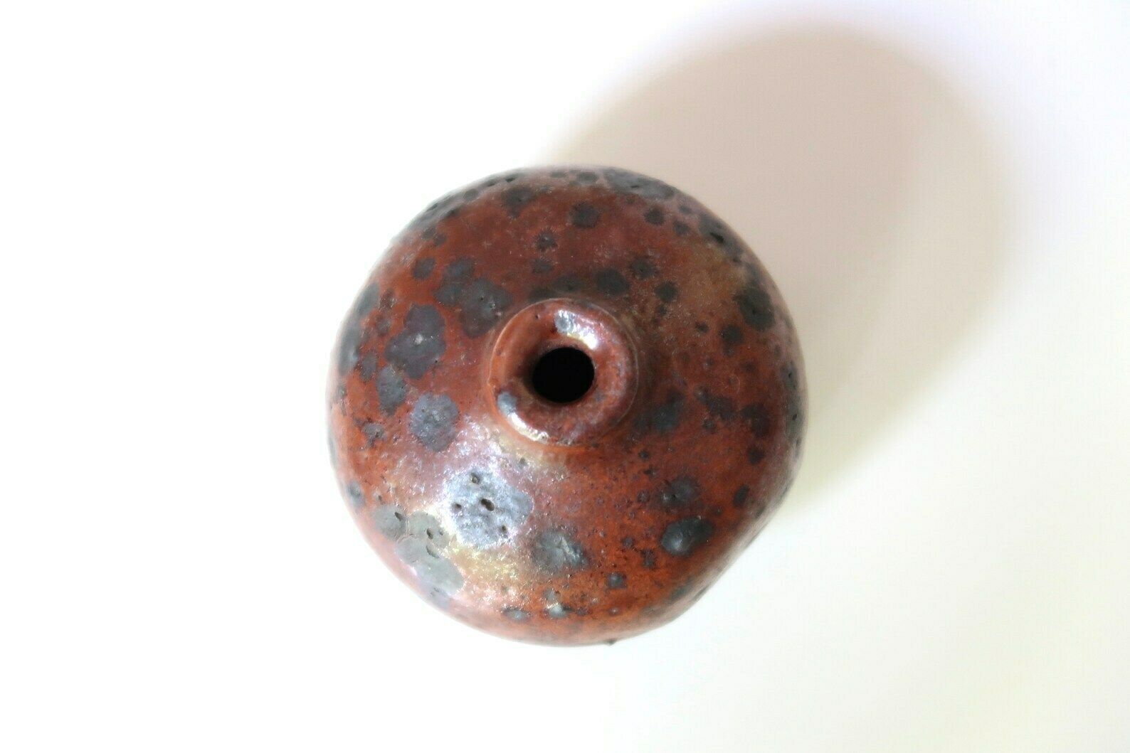 French Small Ceramic Vase, 1970s / Wabi Sabi, La Borne, Stoneware, Boho Chic, Bohemian, Rustic, Country, Ball, Minimalist photo 89.0