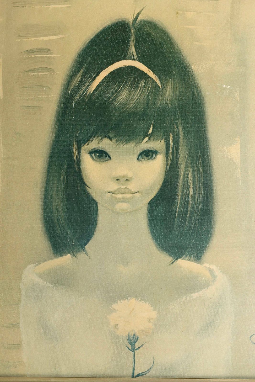 1960s Cardboard Print, Brune Girl Van Igor Pantuhoff, Vintage / Big Eyes, Jh Lynch, Tretchikoff photo furniture