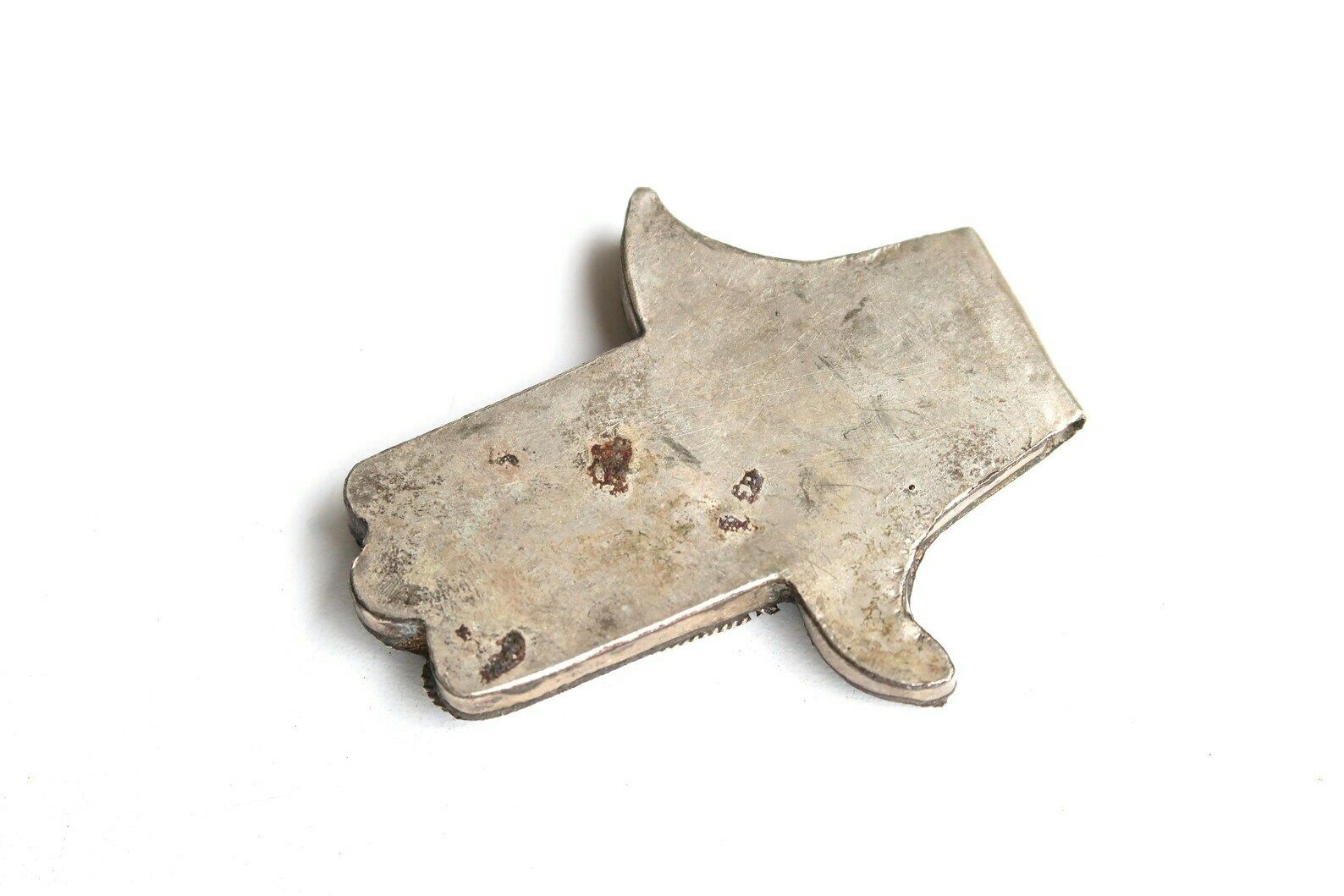 Large Pendant : Silver And Colorful Resin Hamsa Hand, 1960s / Boho Chic, Bohemian, Folk, Talisman, Lucky Charm, Charms, Morocco, Khamsa photo for sale