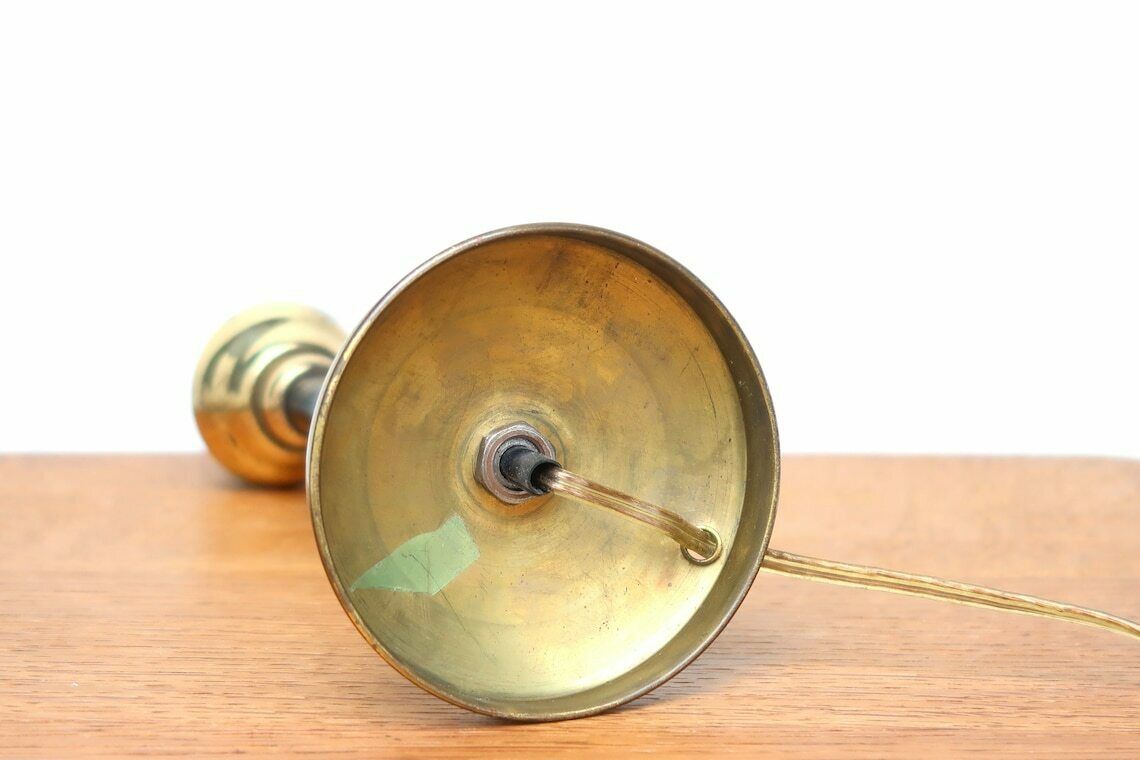 French Mid Century Modern Small Desk Lamp, 1950s / Black, Brass, Vintage, Modernism, Arlus photo buy