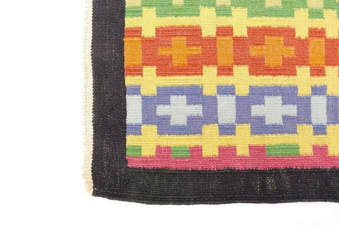 Tunesisch Tapijt Voor Aan De Muur Of Op Tafel, Geometrische Patronen, Jaren 1970 / Wollen Textiel Met Geometrisch Decor, Boho, Bohemian, Folk, Tribal, Kleurrijk photo Kunst