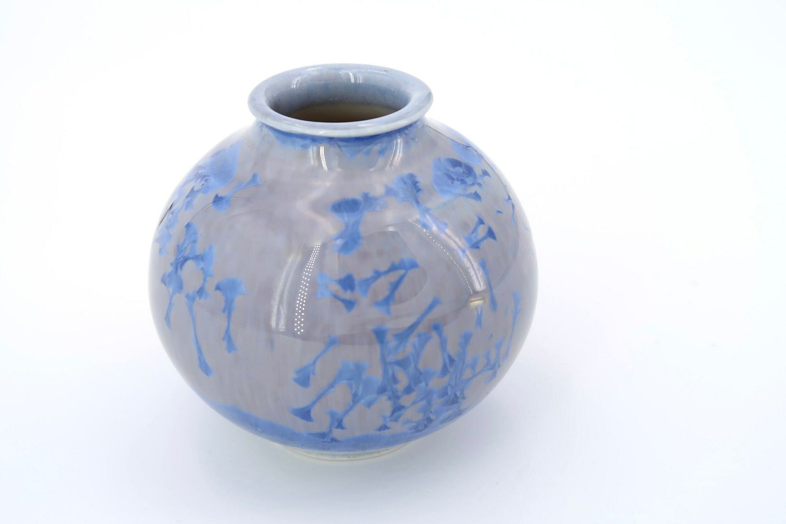 Blue Porcelain Vase With Crystallizations, 1970s / Art, Boho Chic, Folk, Pottery, Modern Modernist photo for sale
