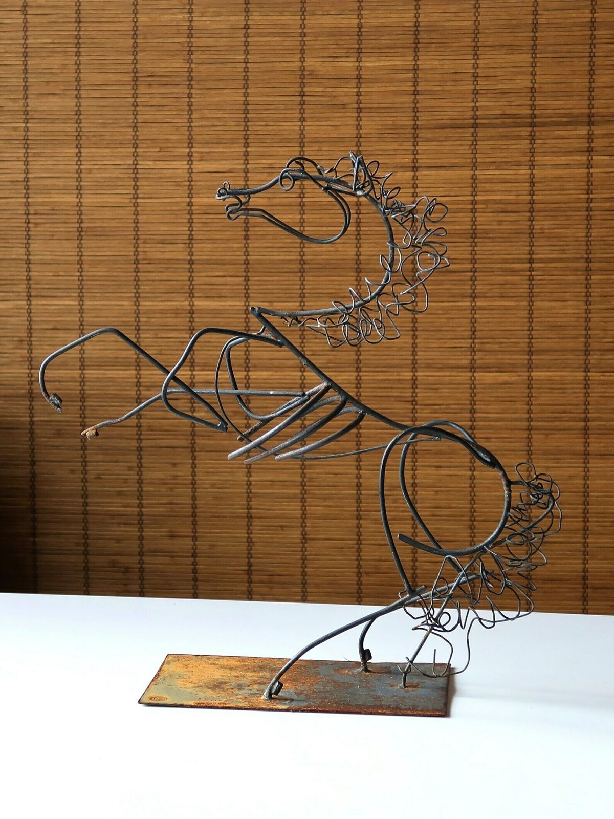 Steigerende Paard Sculptuur, Metaaldraad, Jaren 1970 / Circus, Art, Picasso, Rust, Modern, Modernist photo furniture