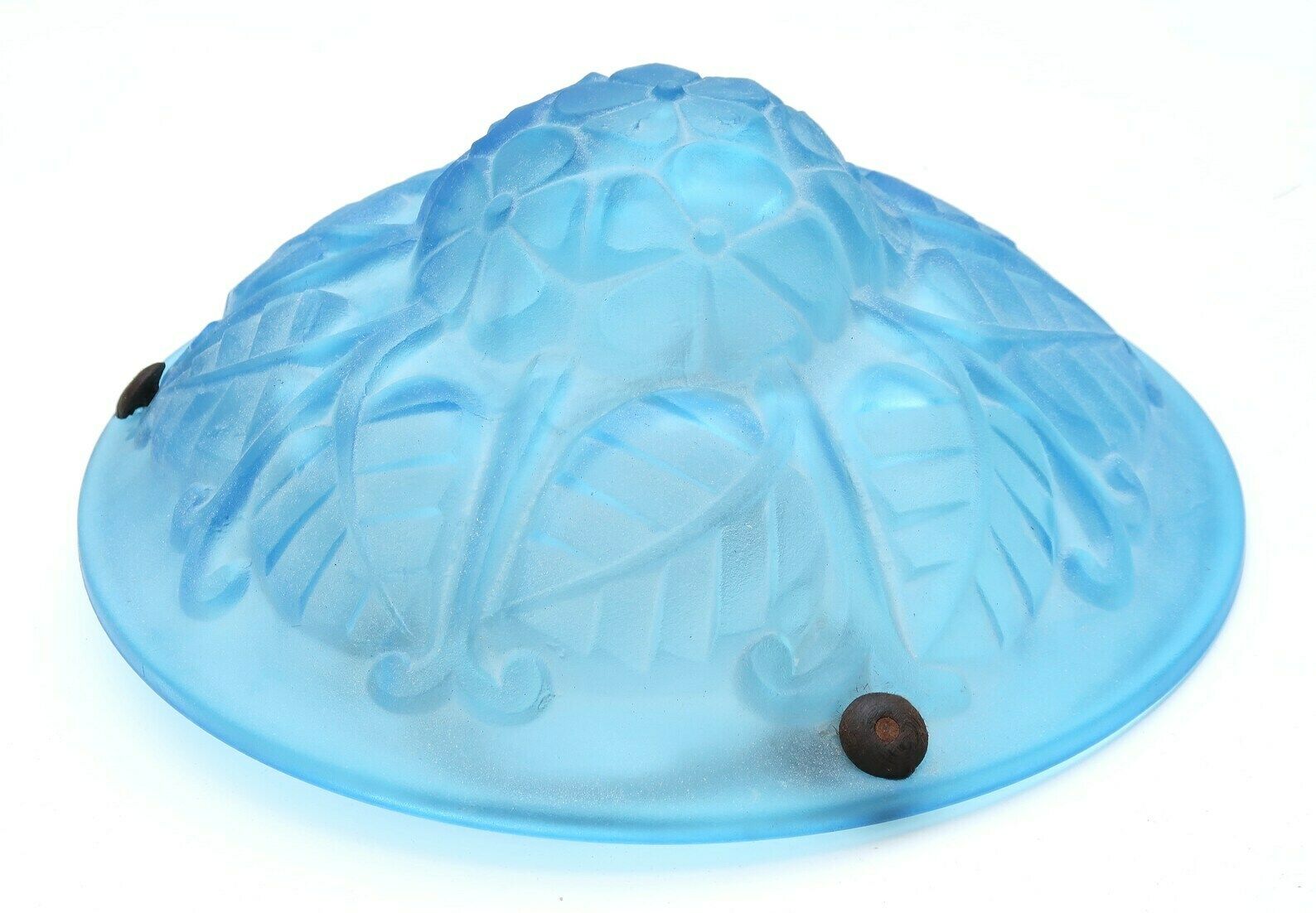Franse Art Deco Plafondlamp Van Blauw Glas Door Degué, Frankrijk, Jaren 1930 / Hanglamp, Floraal, Bloem photo furniture