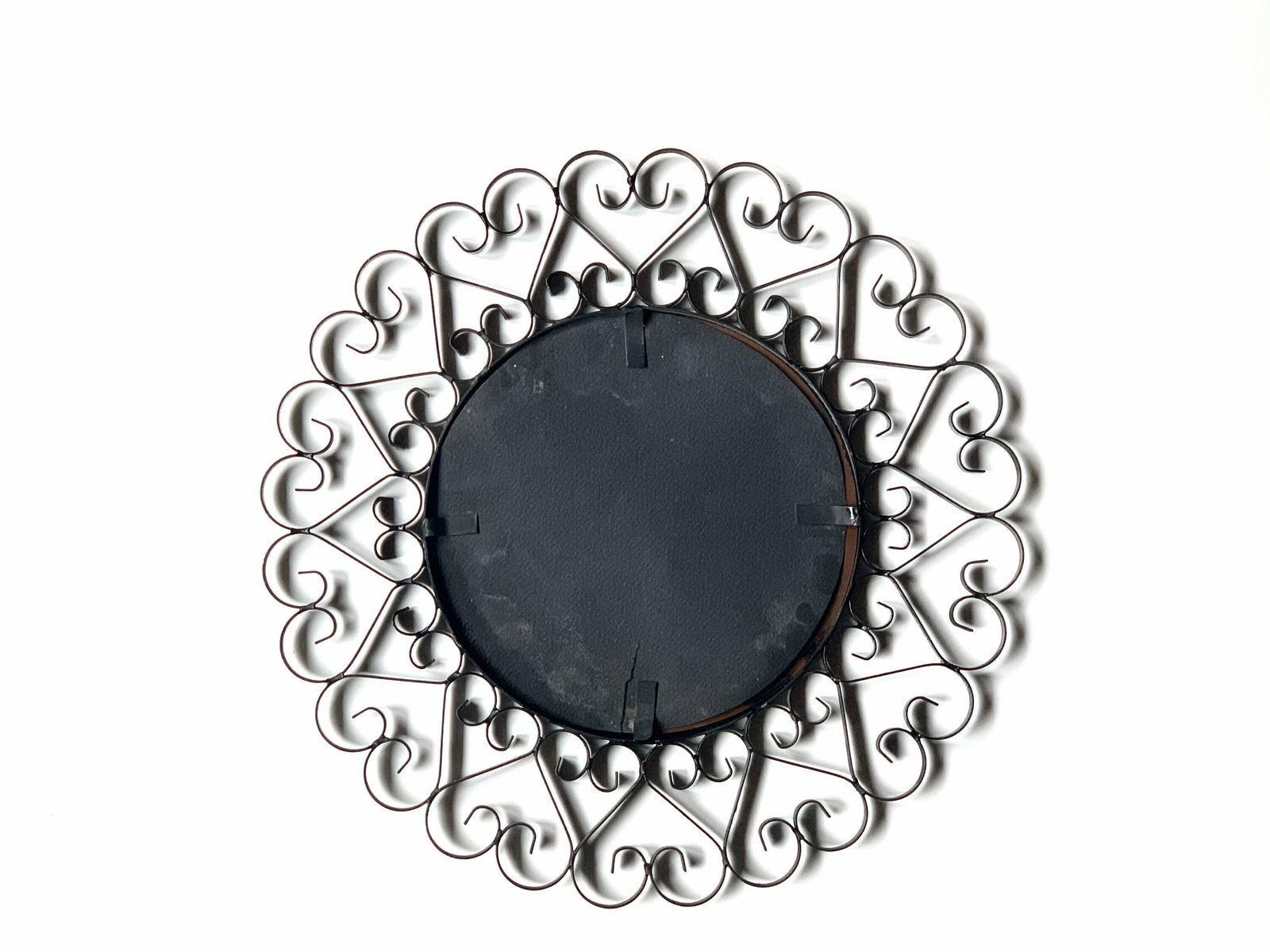French Chaty Vallauris Wall Sunburst Mirror 1950s Bathroom Boho Chic Bohemian Folk France French Riviera Wall Hanging Metal Frame Rustic photo Home Decor