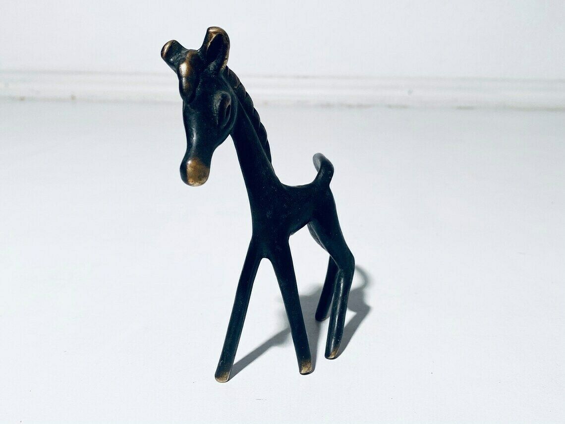 Mid Century Walter Bosse Brass Horse Decoration Sculpture  Vintage 1950s  Herta Baller photo Art