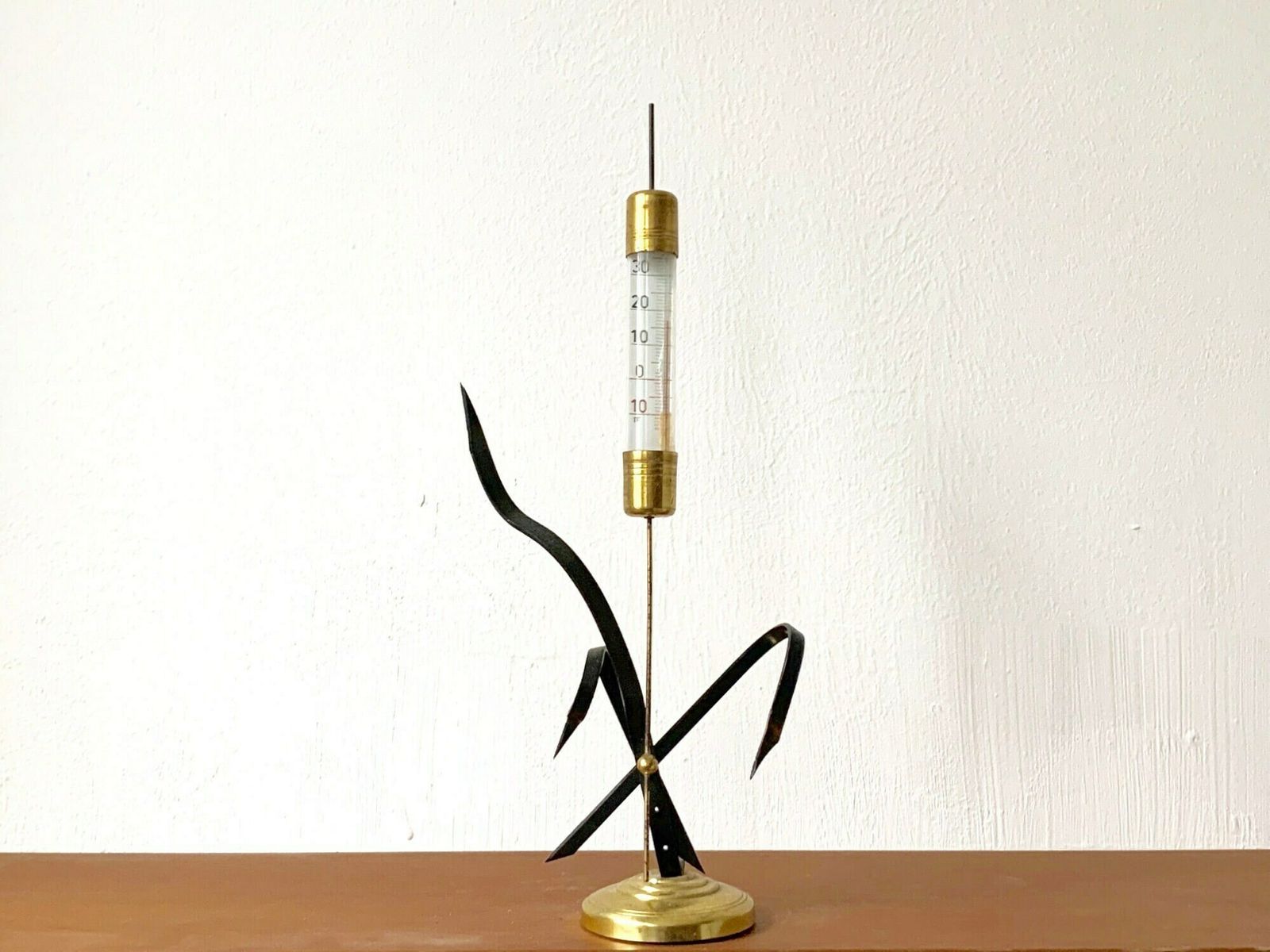 French Mid Century Modern Reed Thermometer, 1950s / Sculpture, Weather Wind, Modernist, Boho Chic