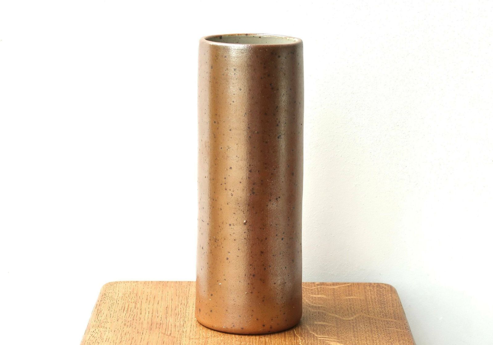 French Ceramic Cylindrical Vase, Années 70 / Cylinder, Ceramic, Farmhouse Rustic Country Boho Chic Bohemian Country