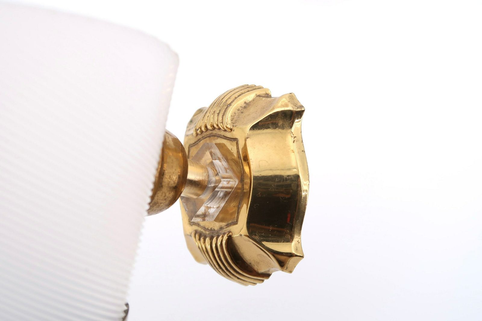 Pair Of French Modernist Sconces, White And Brass, 1950s / Mid Century Modern Light Lamp Lighting Brass Atomic Lunel Arlus photo 417.0