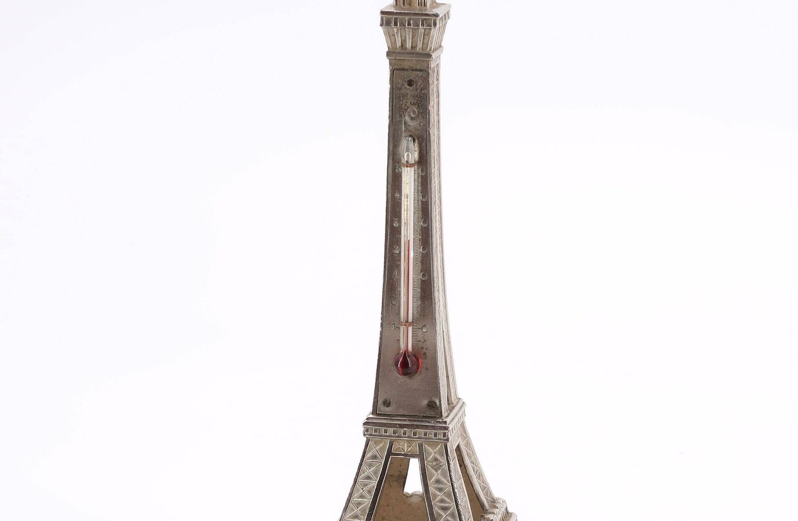 Franse Metalen Eiffeltoren Met Thermometer, Ca. Jaren 1950 / Vintage, Parijs, Architectuur, Frankrijk photo 256.0
